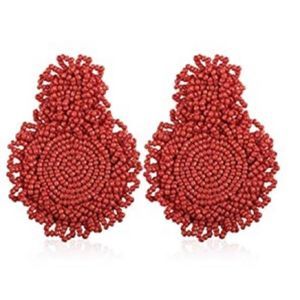 FUN Beaded statement earrings red - Make An Offer
